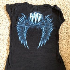 Harley Davidson Women Lg Vneck T-shirt Black.